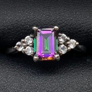Sterling Silver Mystic Topaz CZ Ring Size 6.5