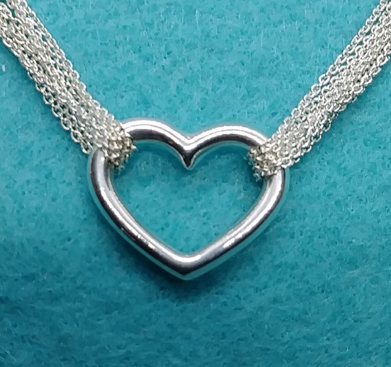 tiffany multi chain heart necklace