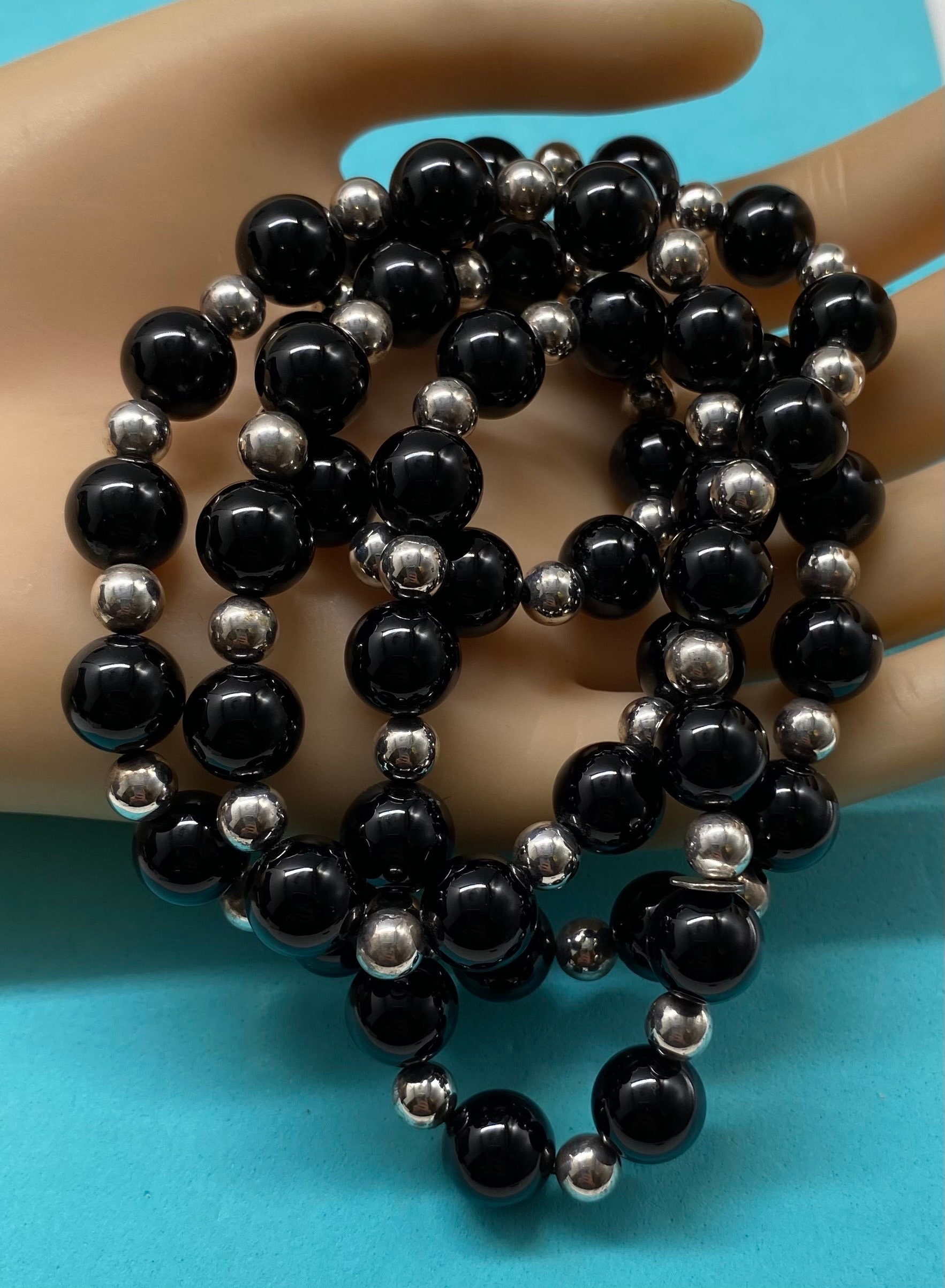 Tiffany & Co 925 Sterling Silver Ball Bead Black Onyx Bead