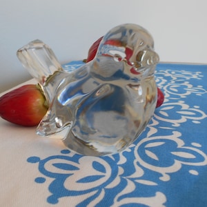 Clear Fenton Art Glass Crystal Bird Heavy Glass Figurine,  Vintage 60&#39;s