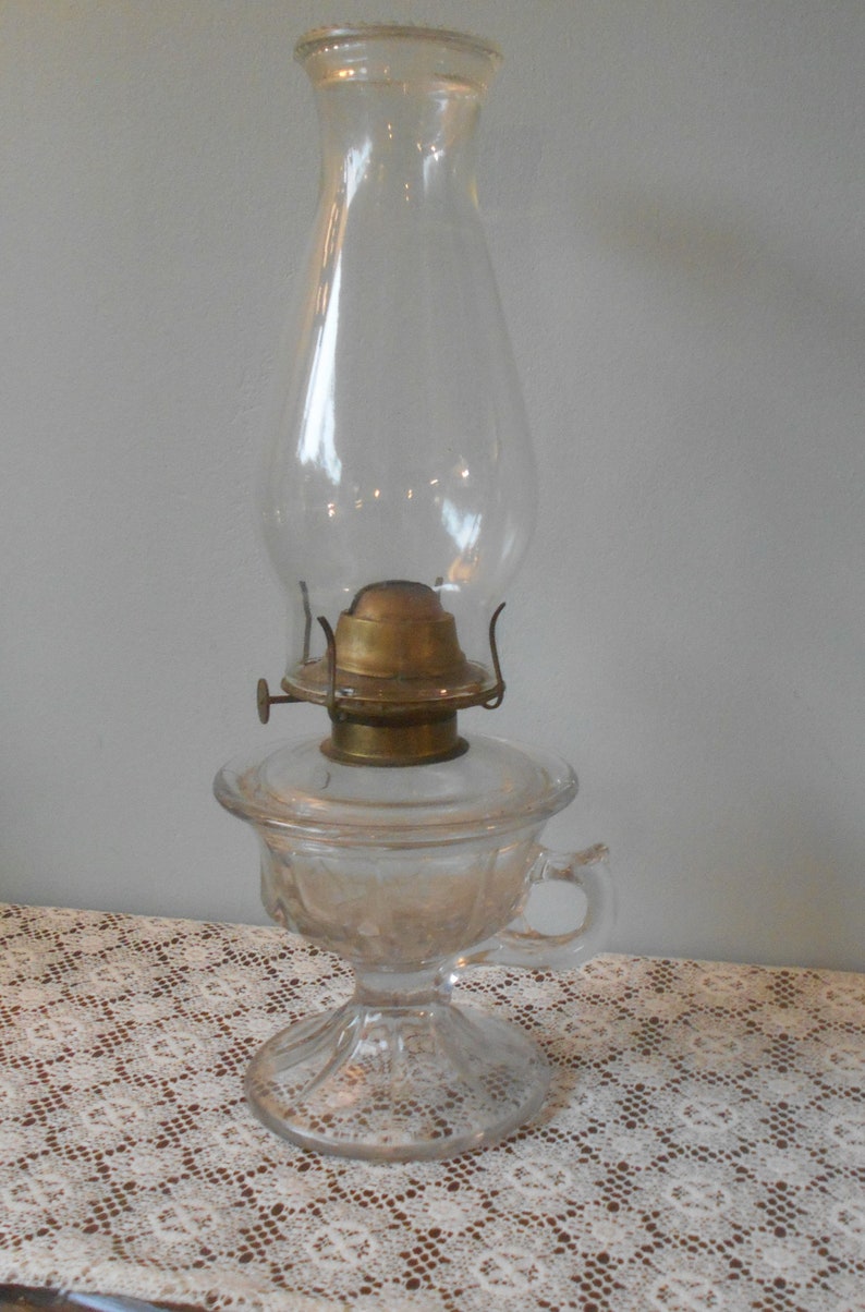 Antique Eagle Oil Lamp Clear Glass Oil Lamp Finger or Etsy