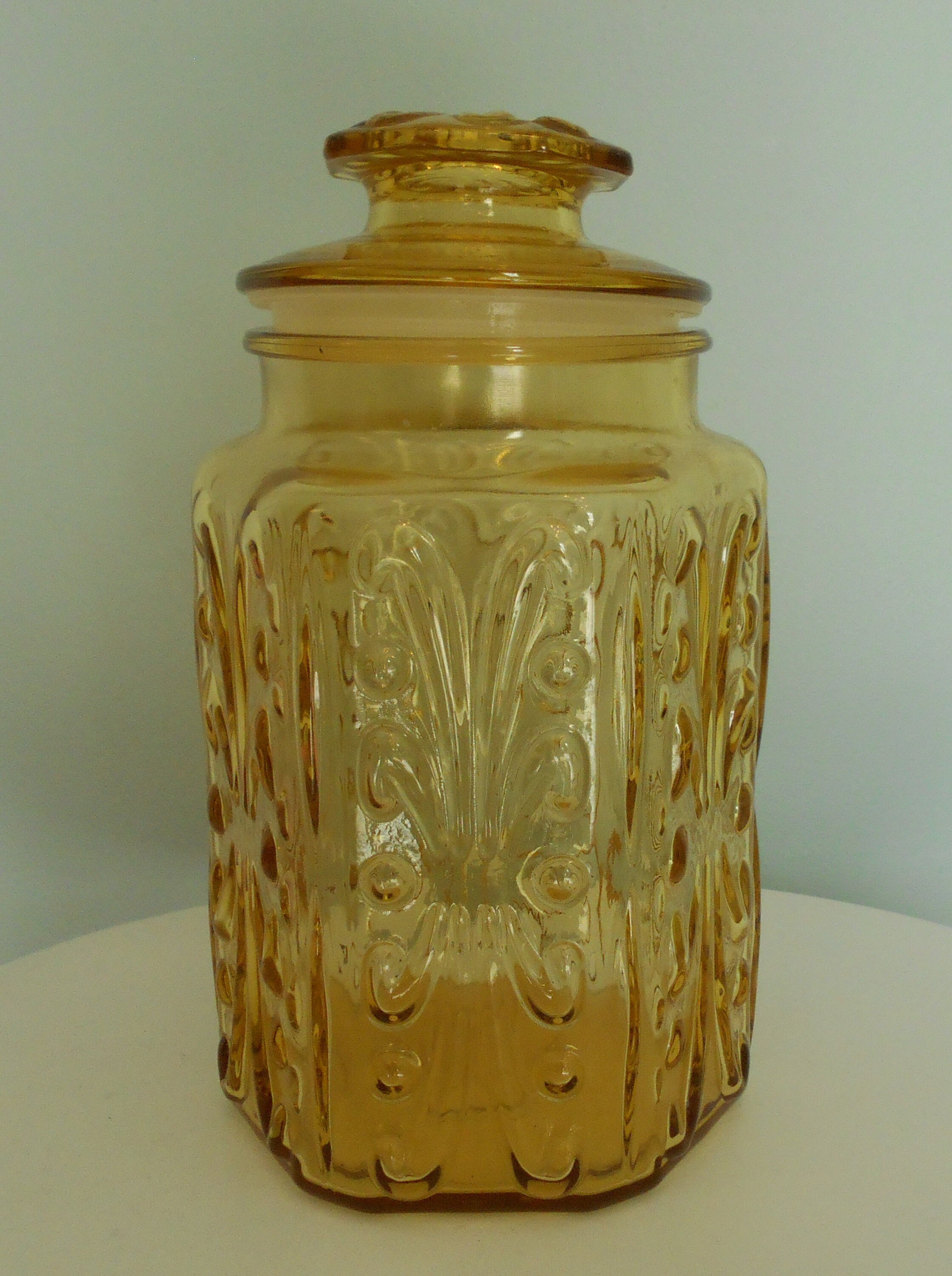 Amber LE Smith Glass Cookie Jar/canister/storage Jar Bright - Etsy