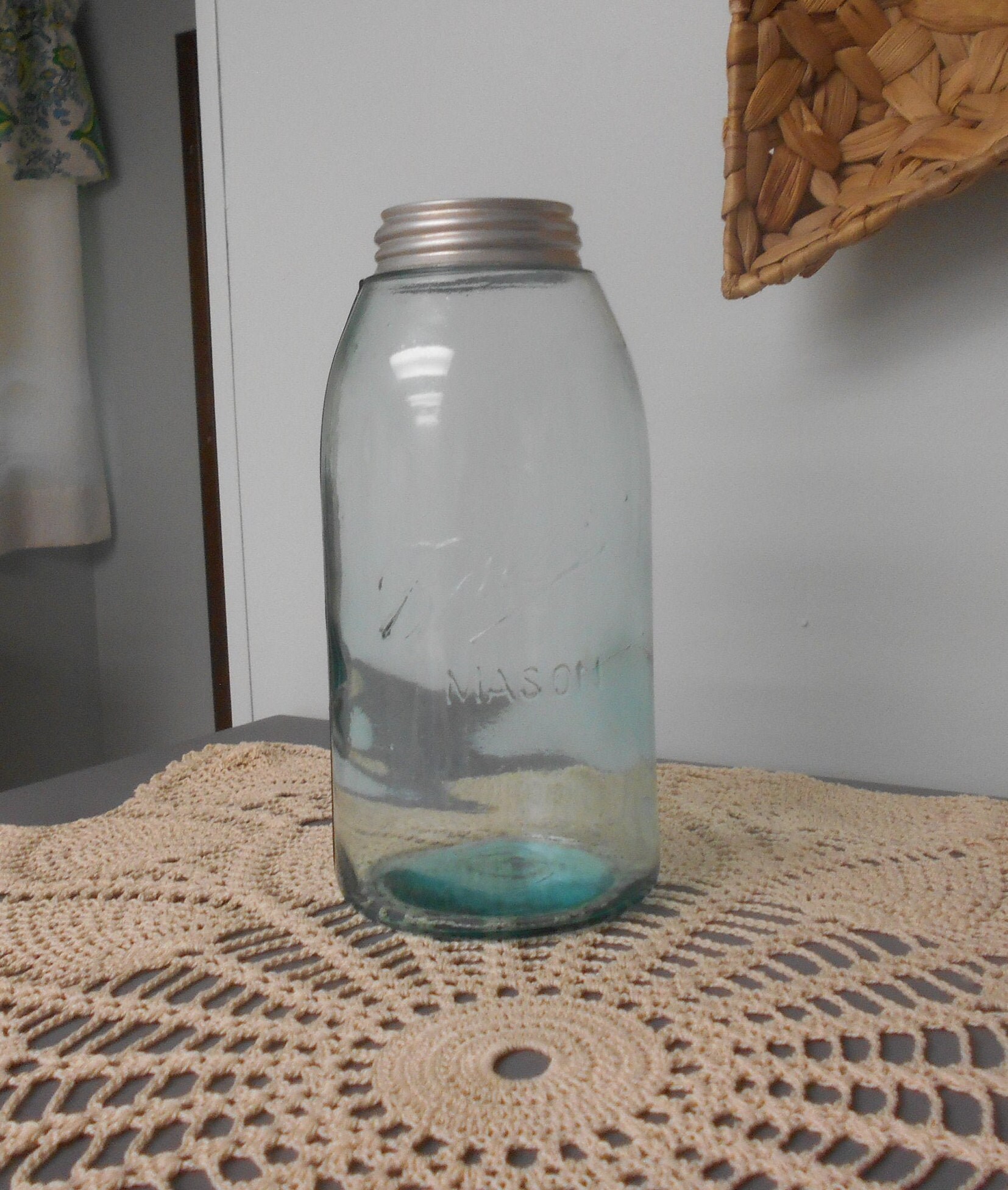 Antque Half Gallon Ball Mason Cannng Jar, Znc Presto Ld, Ball Blue