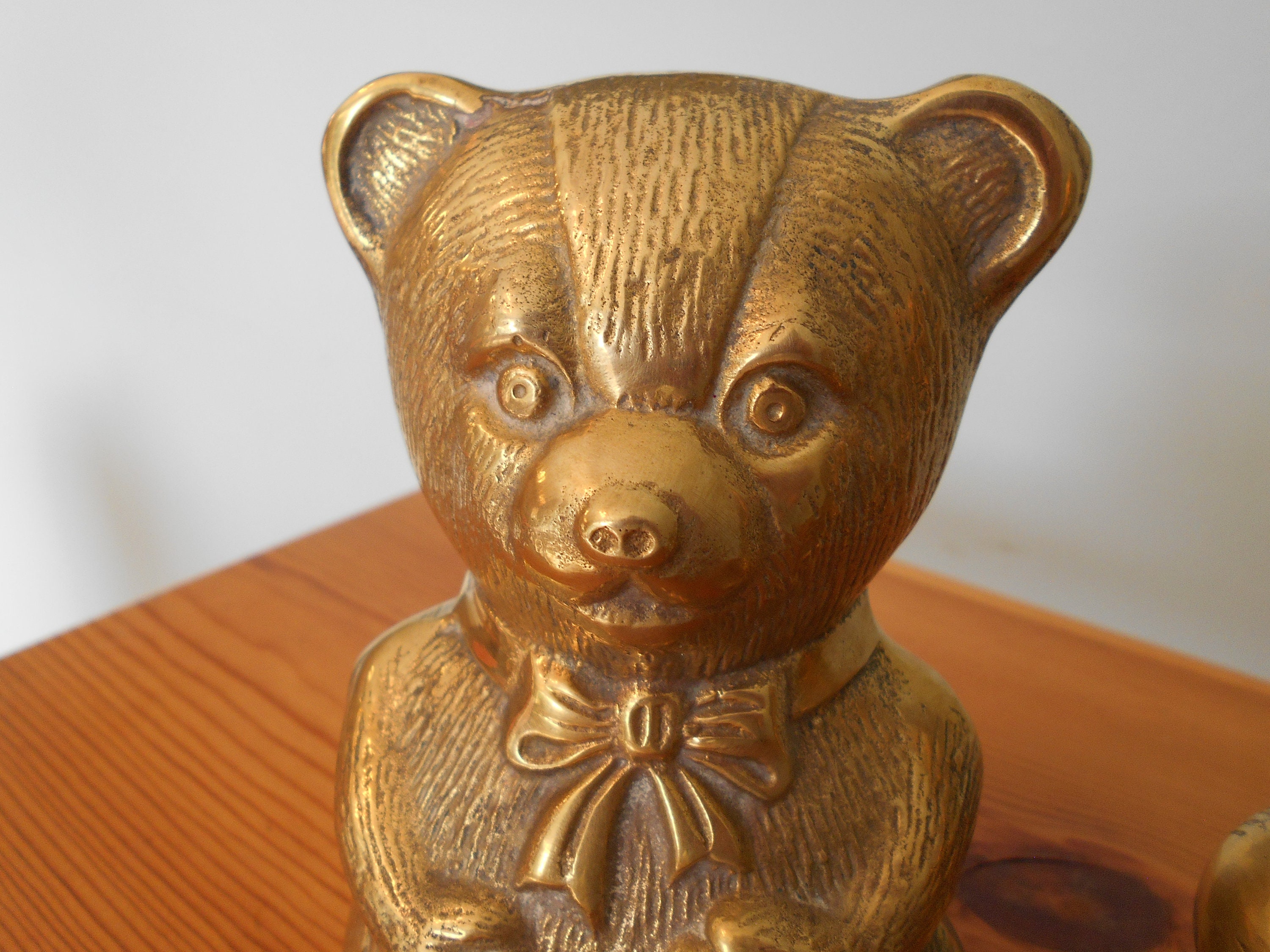 Vintage Brass Teddy Bear Bookends Mid Century Made in Korea Etsy