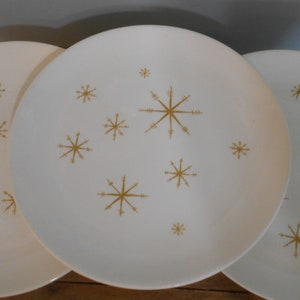 Mid Century Star Glow Ten Inch Dinner Plates, Set of 3 Royal China Star Glow Dinner Plates, Mid Century Atomic Style Plates