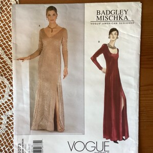 Badgley Mischka Vintage Vogue Pattern 1997, Uncut & Factory Folded, Complete Pattern, Size 18-20-22, Pattern #2073, Chic Formal Wear