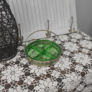 Wonderful Green Depression Glass and Metal Caddy Green Glass - Etsy