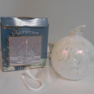 Opalescent Oil Ball Lamp, Vintage Hand Blown Pearl Like Glass, Made in China, NOS, Holiday Decoration, Christmas Holiday Light