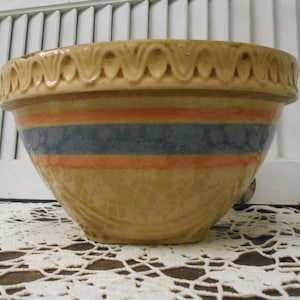 Antique Crock Ware, Yellow Ware Mixing Bowl, 9 1/2&quot;  Bowl