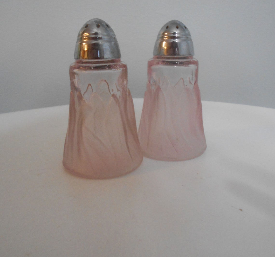 Pink Depression Glass Salt and Pepper Shakers Pink Wash Salt Etsy