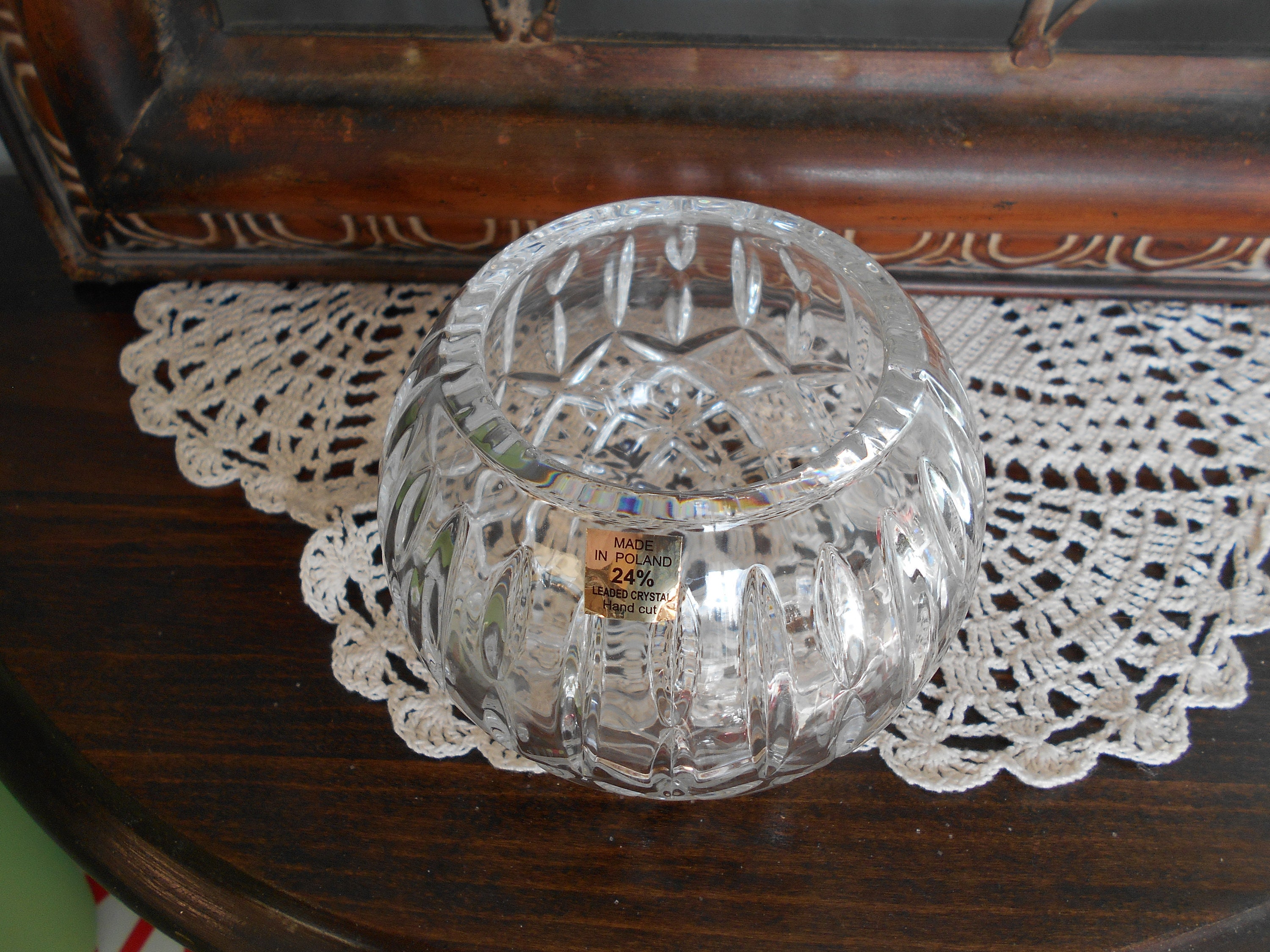 Beautiful Bohemian Polish Cut Crystal Rose Bowl Flower Vase Etsy