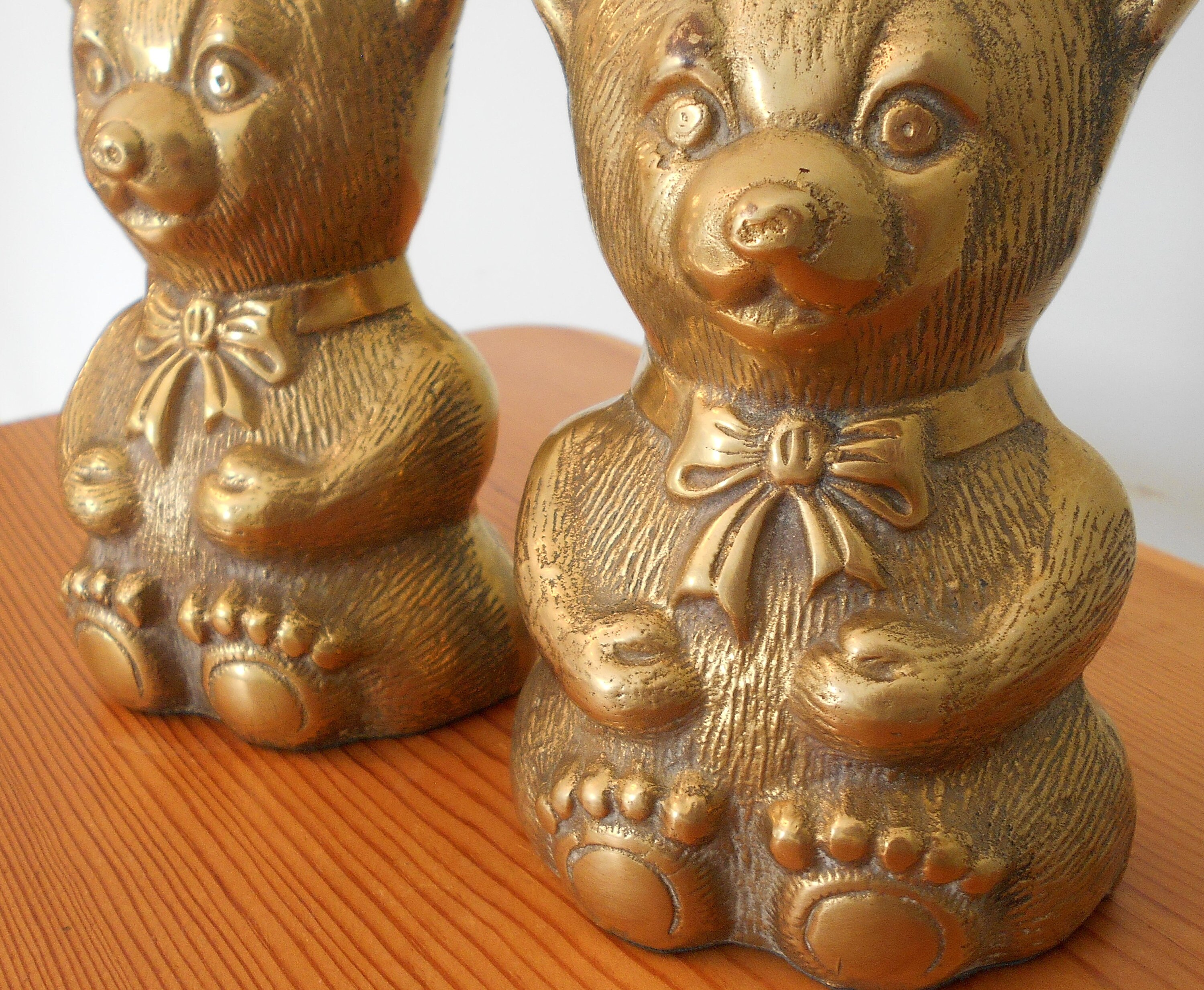 Vintage Brass Teddy Bear Bookends Mid Century Made in Korea Etsy
