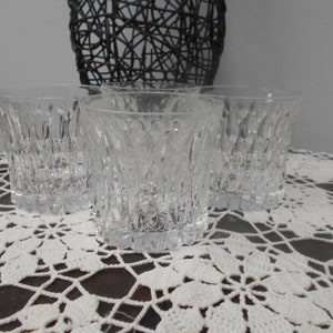 Sold Together,Fostoria Monarch Bar Glasses, Set of 4 Crystal Sparkly Whiskey Glasses, Vintage Barware, Lowball Glasses, Cocktail Glasses