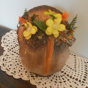 Thanksgiving Vintage Turkey Ceramic Planter, Vintage Kitsch Fall Floral Arrangement,1970&#39;s Holiday Design, Thanksgiving Floral Arrangement