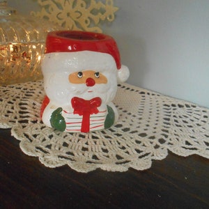 Vintage Santa Claus Tealight Candle Holder, Christmas Candle Holder, Ceramic Santa Claus Figurine