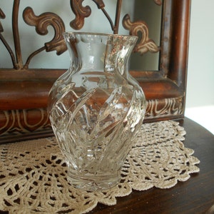Beautiful Bohemian Polish Cut Crystal Flower Vase, Vintage Crystal, 24% Lead Crystal