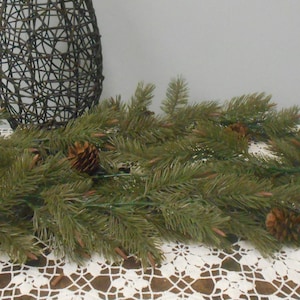 Nice Large Mid Century Christmas Faux Pine Bows and Real Pinecones Garland, 9 FT Long, 1950's-60's Indoor/Outdoor Garland, Floral Supply