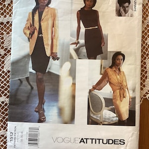 Issac Mizrahi Vintage Vogue Pattern #1512, Complete Pattern, Uncut & Factory Folded, Size 14-16-18, Office to Night Time Wear