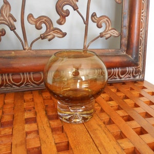 Suspended Bubble Hand Blown Vase/Candle Votive Holder, Wonderful Amber/Brown Color, Vintage Swedish Design, Holiday Accent Piece