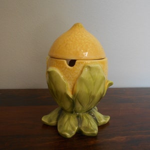 Majolica Lemon Figural Jam Marmalade Jar, Vintage Lemon Jam Jar