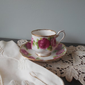 Royal Albert County Rose Mug and Saucer, Classic English Porcelain China