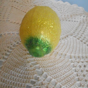 Glass Sugared Lemon Christmas Ornament, Hand Blown K Circle, Made in Germany