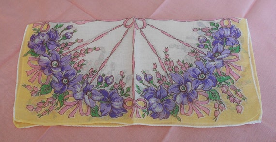 Beautiful Pink Ribbon And purple Floral Vintage H… - image 3