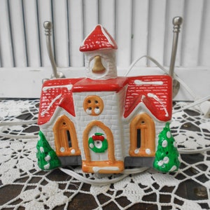 Christmas Church Light, Church Village House, Vintage Porcelain Christmas Church