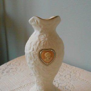 Antique White Wallace Porcelain Bisque Bud Vase, Floral & Heart Shaped Cameo Detail, English Bud Vase, Bisque Porcelain Vase