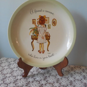 A Friend is Someone Who Lives in Your Heart, Holly Hobbie Collector&#39;s Plate, Vintage 1970&#39;s,Friend Gift, Shabby Chic Vibe, Country Home Vibe
