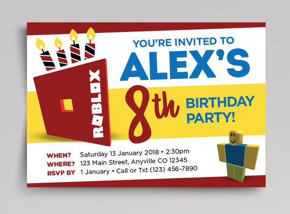 Roblox Birthday Party Custom Invite 16 5cm X 11 4cm Etsy - roblox birthday invitation roblox invitations roblox party etsy