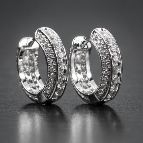 14K Gold Plated 925 Sterling Silver Tiny Hoop Earrings, Thin Small
