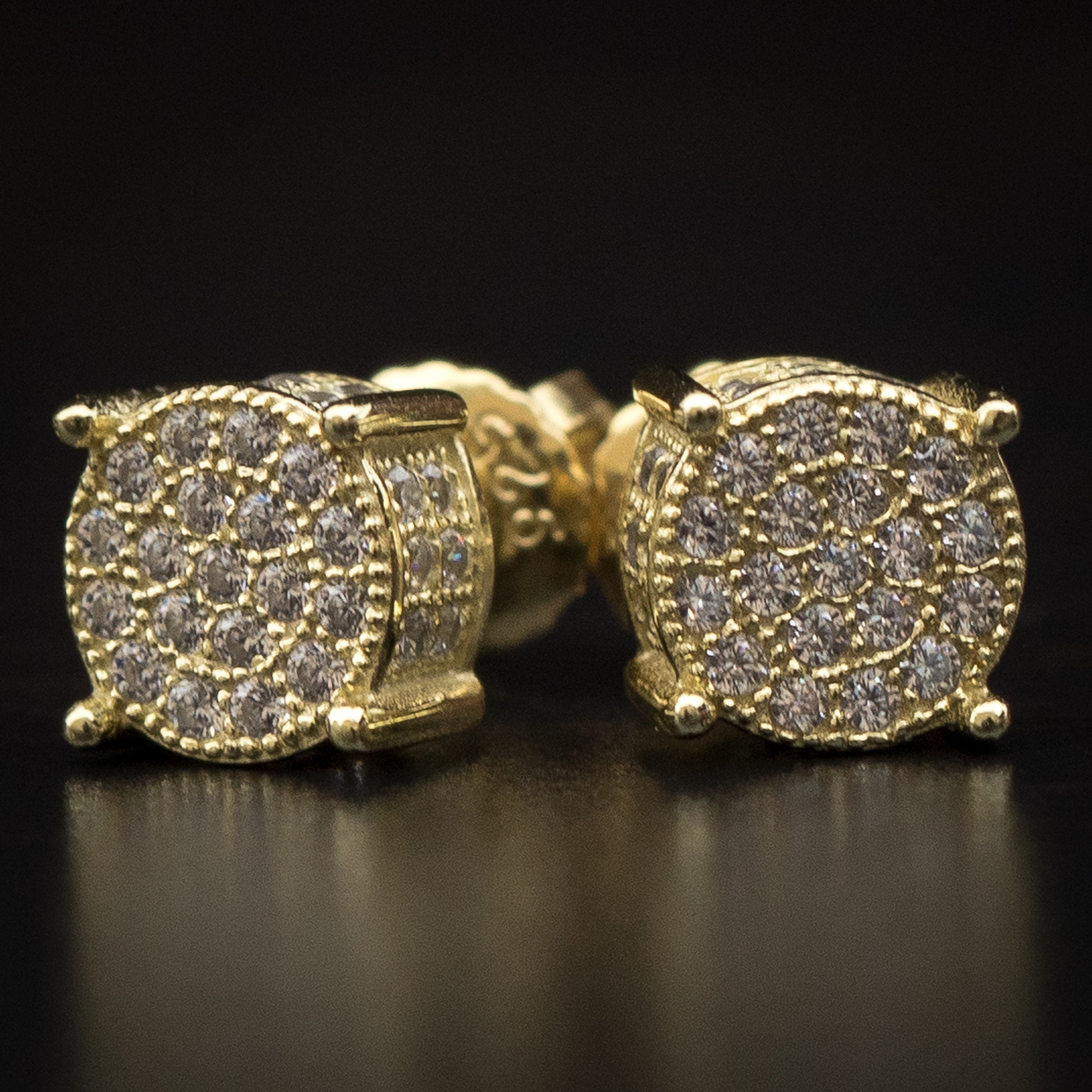 Mens Hip Hop Fully Iced Gold Cz Stud Earrings Etsy