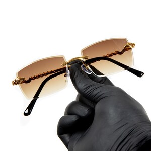 Lunettes de soleil sans monture rectangulaires en d grad marron