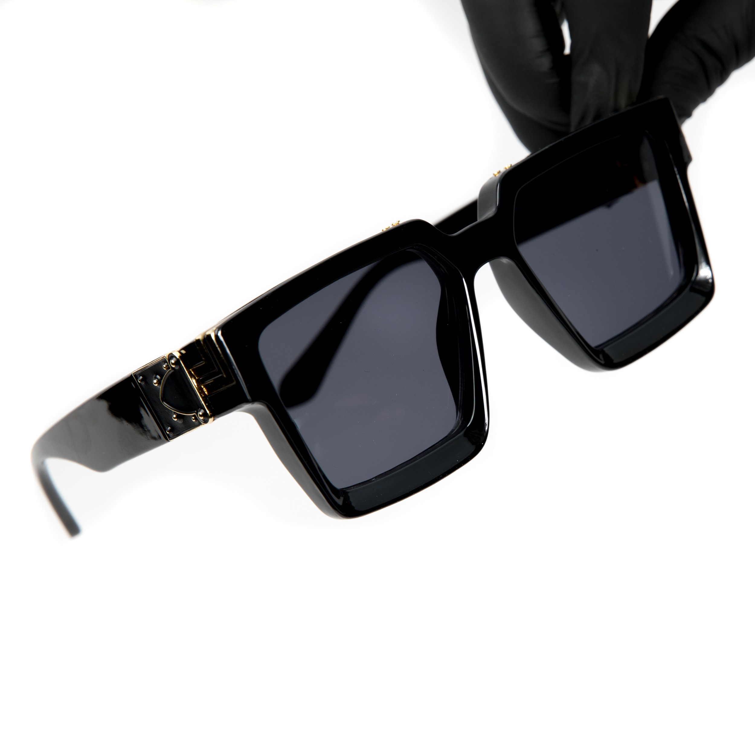 OFF-WHITE Mari Rectangular Frame Sunglasses Black/Gold  (OMRI010R21PLA0011003) Men's - US