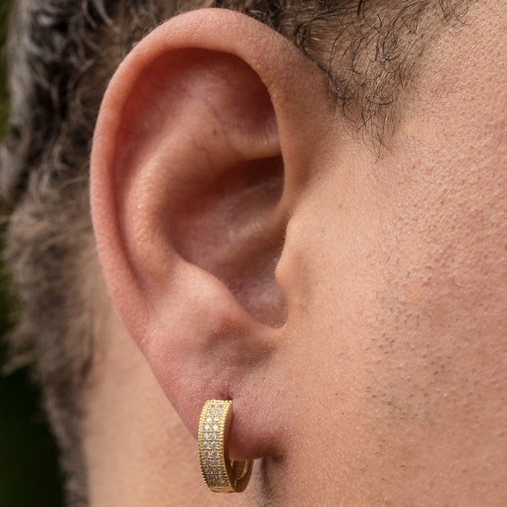 Men's Iced Huggie Hoop Earrings