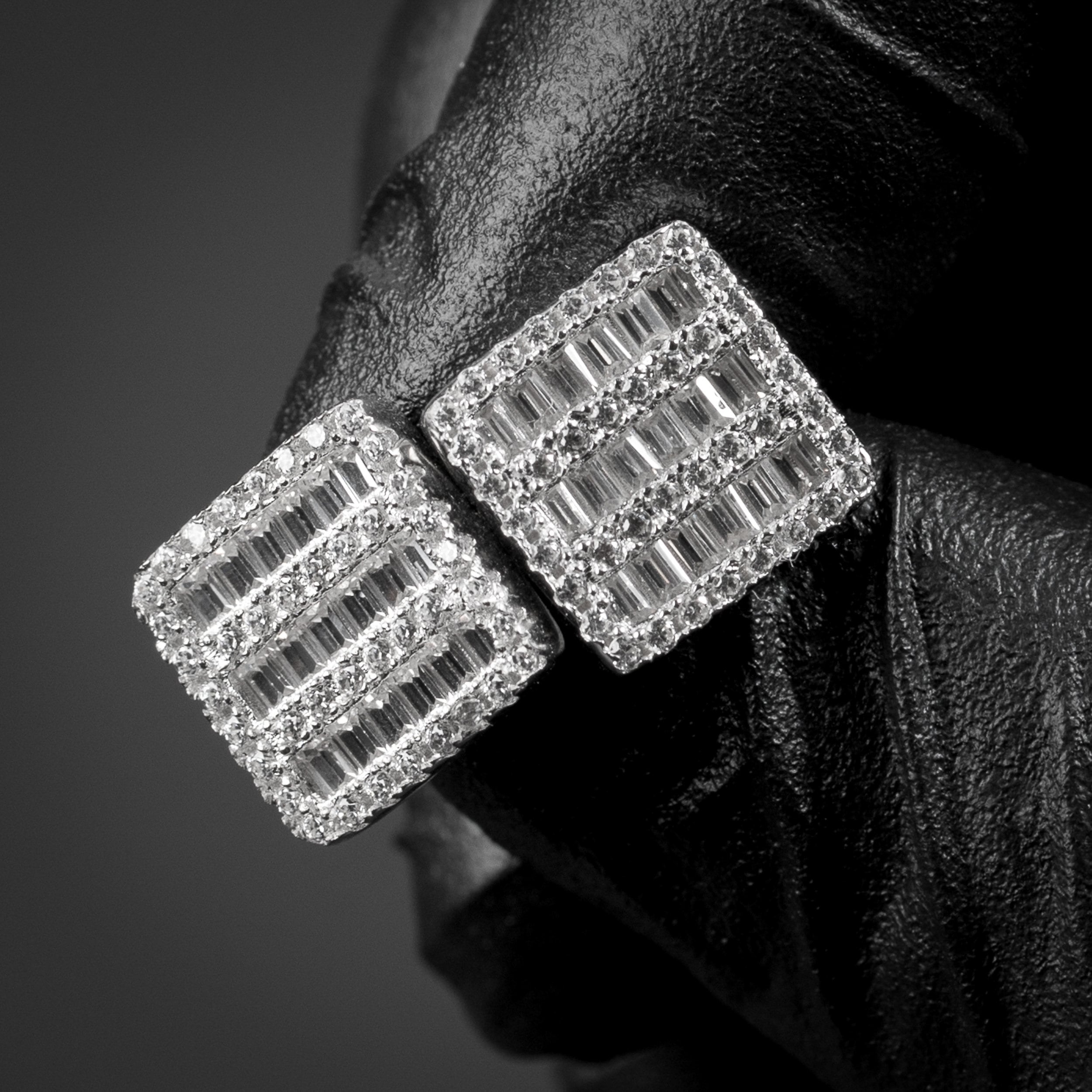 Baguette diamond earrings mens outlet