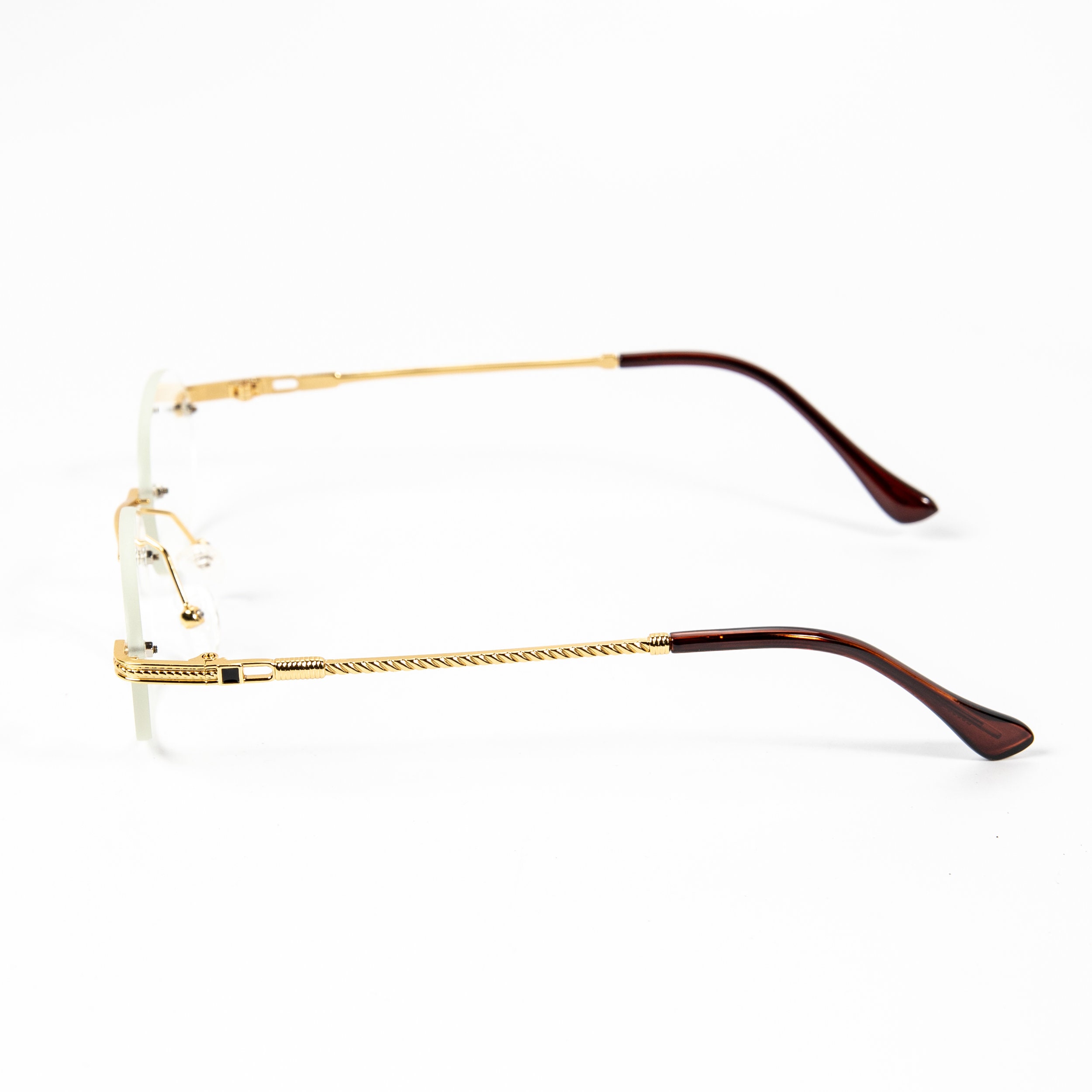 Men's Gold Frame Rimless Retro Vintage Clear Lens Fashion Etsy