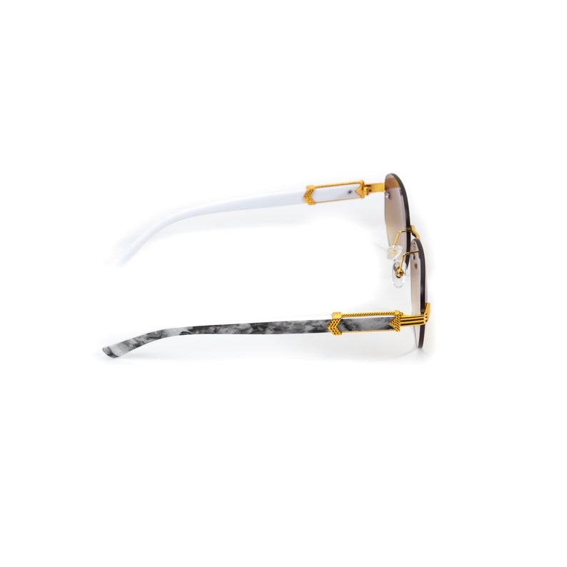 Men's Gold Frame Orange Gradient Tint Rimless Marble Arm Etsy
