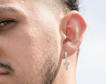 Buy Iced Out Cross Hoops Online In 
