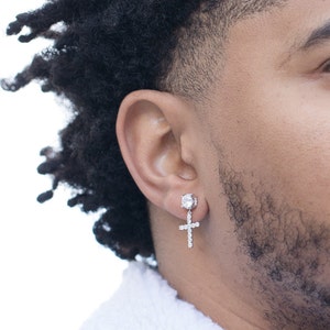 Mens ear piercing cross sale