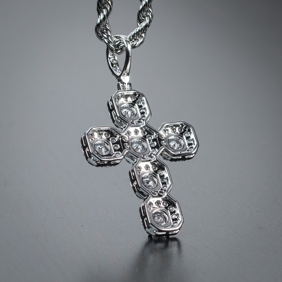 Men's Elegant Iced Silver Cross Pendant 