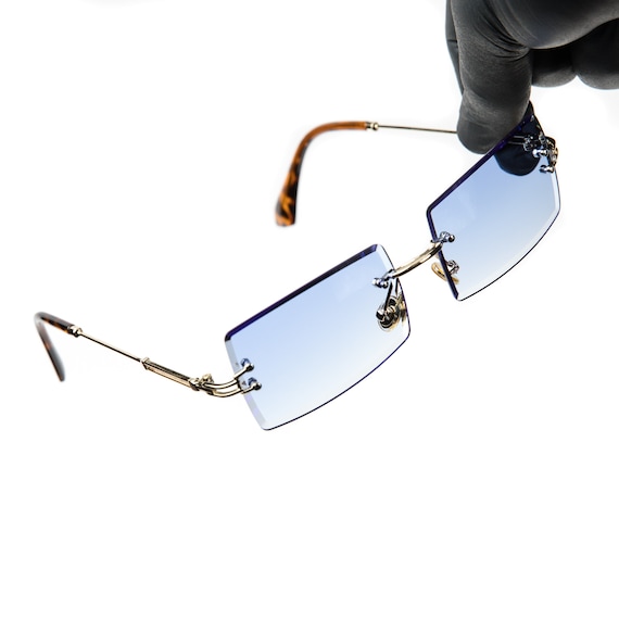 Rimless Sky Blue Tint Buffs Luxury Square Frame Hip Hop Sunglasses - Etsy  Canada