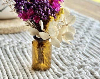 Mini Dried Flower Bouquet in Glass Bottle, Forever Flowers
