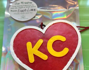 KC Heart Car Freshie | Kansas City Air Freshener | Long-Lasting Fragrance, Handmade Hanging Ornament