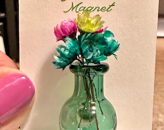 Mini Flower Vase Magnet | Tiny Bloom Fridge Decor, Teacher Gift