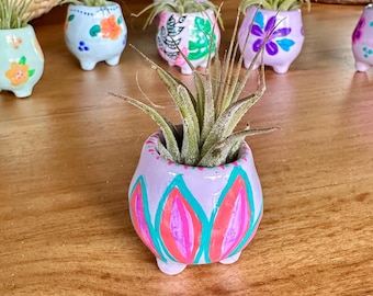 Mini Hand-Painted Poured Pot: Tiny Succulent Planter, Desk Decor