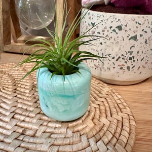 Handmade Resin-Crete Mini Planter, Modern Desk Decor, Tiny Air Plant Holder