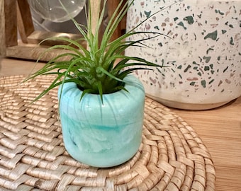 Handmade Resin-Crete Mini Planter, Modern Desk Decor, Tiny Air Plant Holder