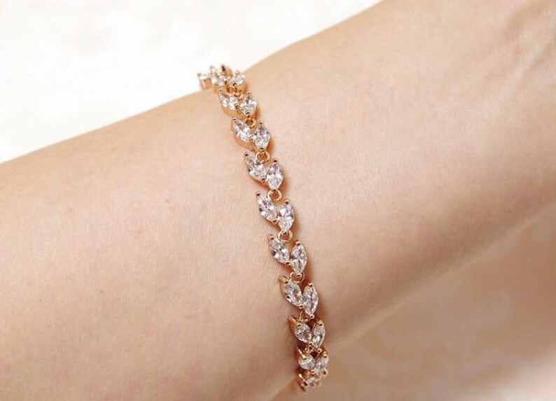 Bridal Bracelet Crystal Crystal Bracelet Wedding Bridal Bracelet Rose Gold